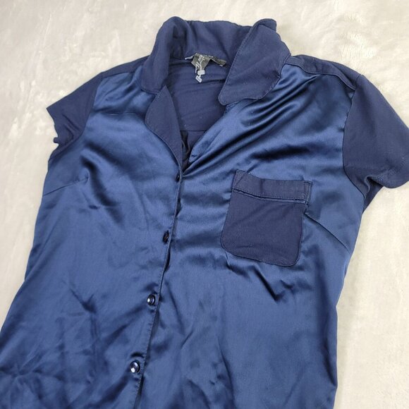 Tahari Navy Blue Button-Up Women's Pocket Top | Size S - Picture 4 of 7